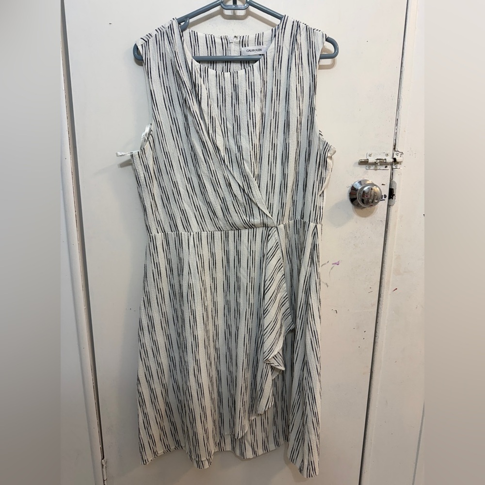 Calvin Klein Black and White Asymmetrical Dress